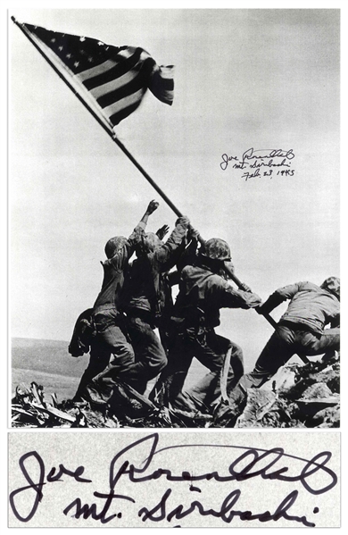 Joe Rosenthal Signed 10'' x 12.75'' Photo of Iwo Jima Flag Raising